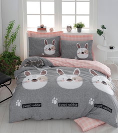 L'essentiel linge de maison Tavşancık Juego de funda nórdica doble Gris/Blanco/Marrón/Negro